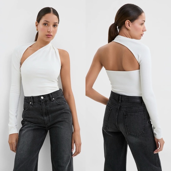 Marcella NYC Tops - NWT Marcella Manhattan One Shoulder Top
European Ponte Asymmetric Long-Sleeve